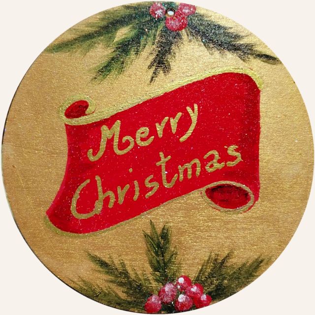 Merry Christmas: decorazione natalizia dipinta a mano da Artedory