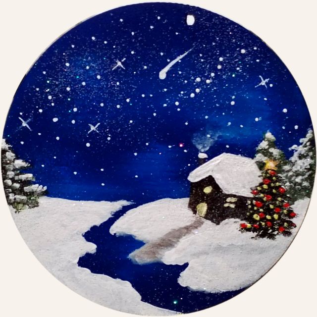 Notte di neve: decorazione natalizia dipinta a mano da Artedory