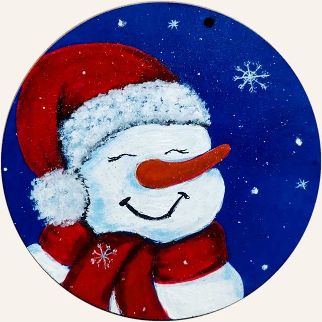 Pupazzo di neve: decorazione natalizia dipinta a mano da Artedory