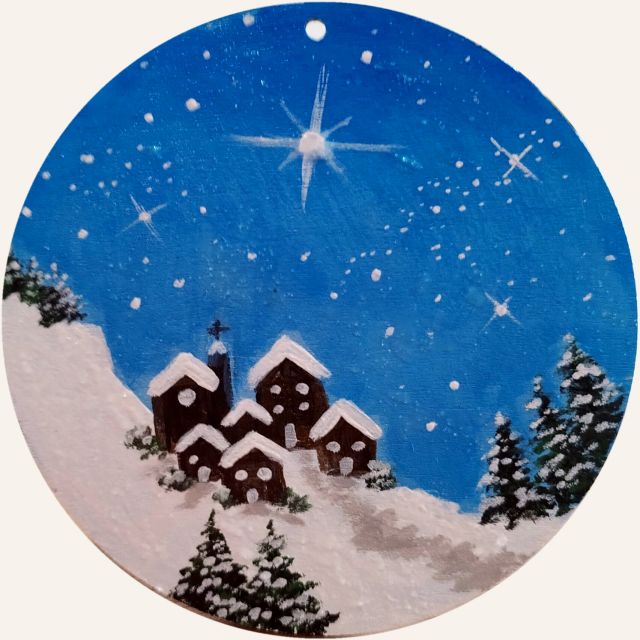 Villaggio innevato: decorazione natalizia dipinta a mano da Artedory