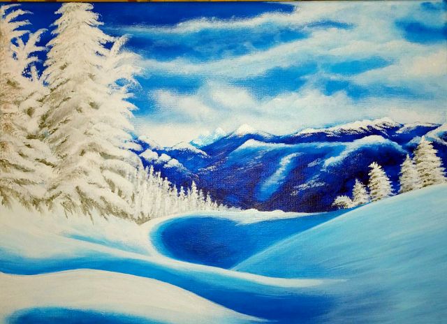 Paesaggio innevato con abeti bianchi