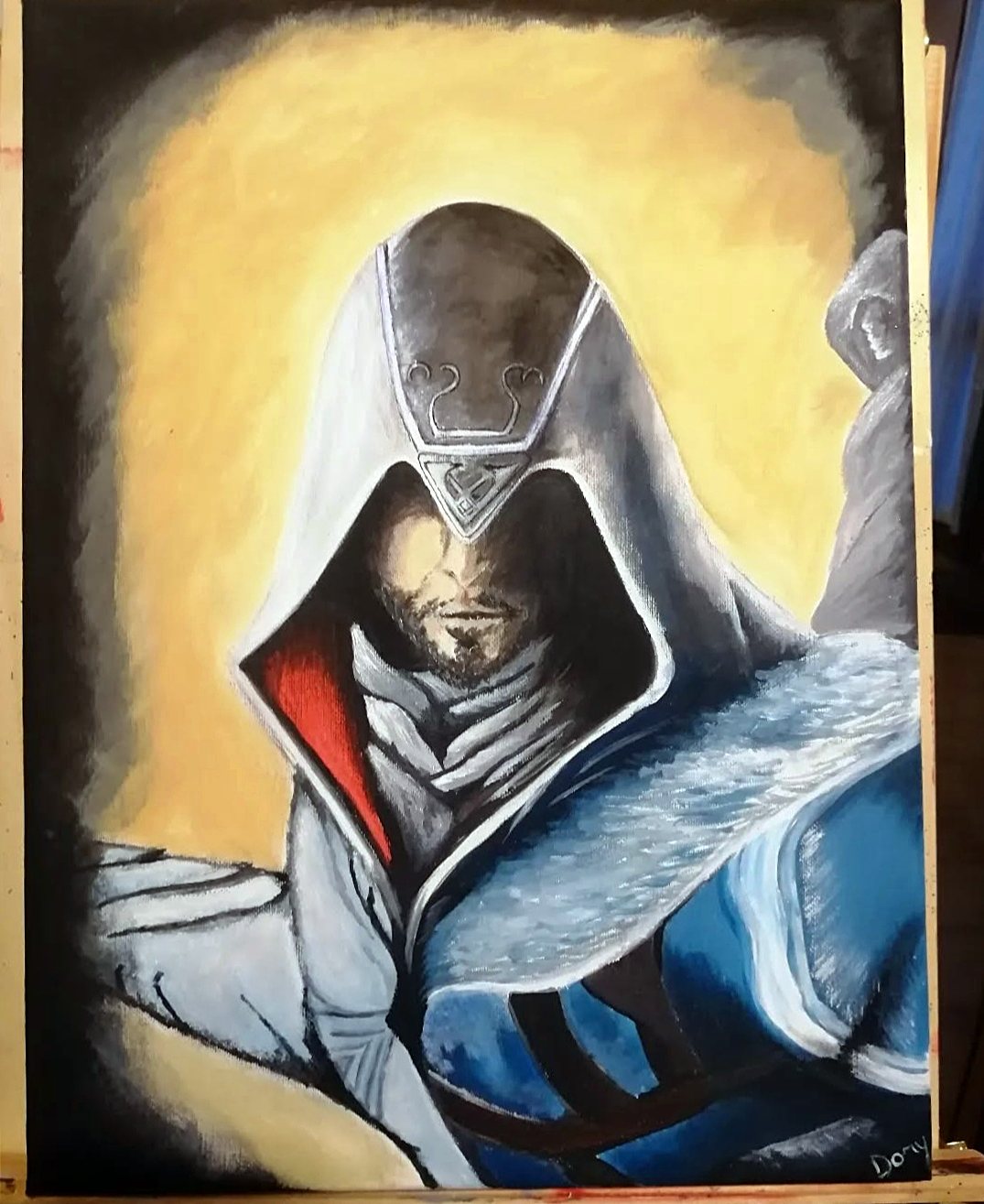 Ritratto dell'assassino incappucciato del videogioco Assassin's Creed – quadro di Artedory