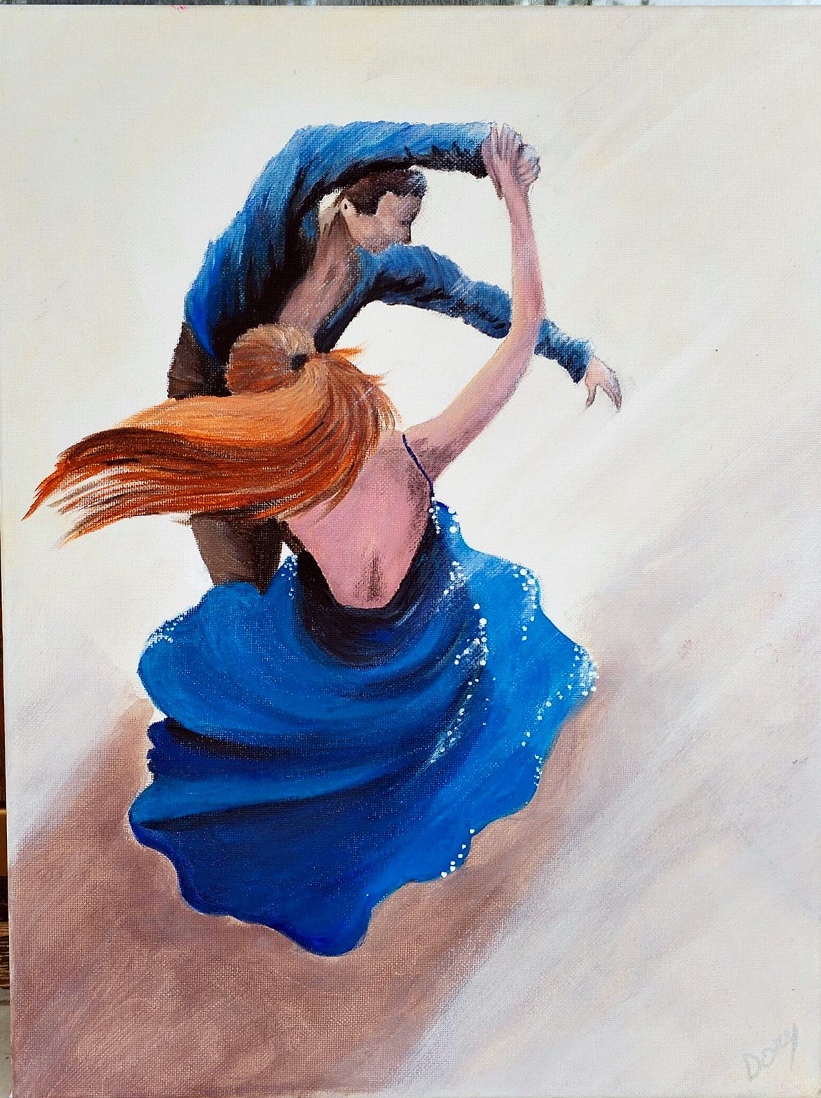 Coppia che balla, lei con un abito blu che vola – quadro di Artedory