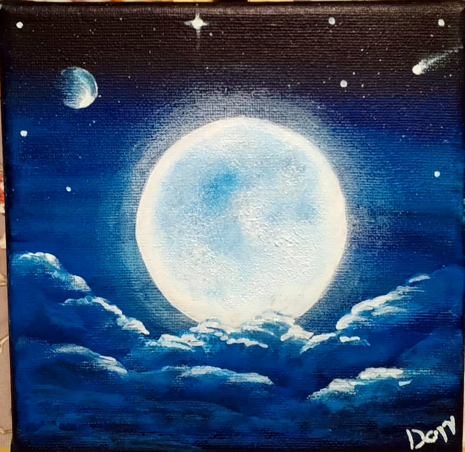 Luna piena tra nuvole blu – quadro di Artedory