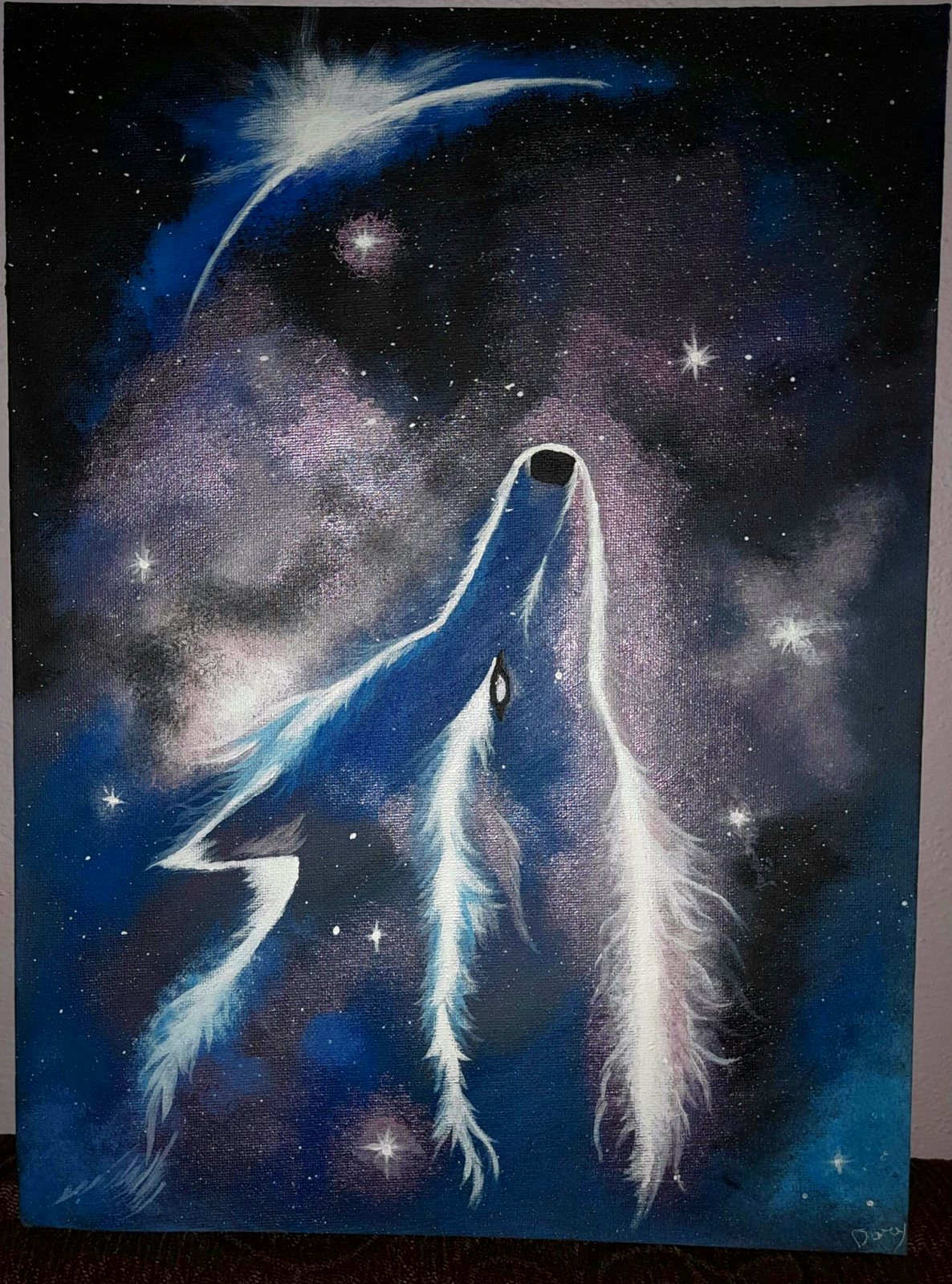 Lupo che ulula fatto di stelle e nebulose – quadro di Artedory