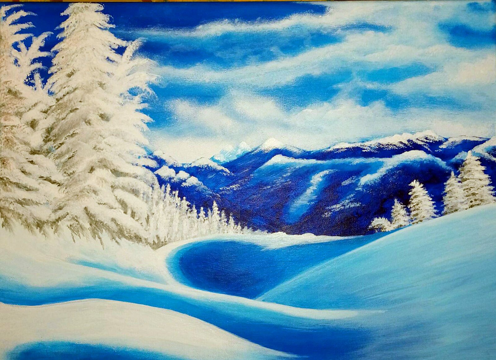 Verschneite Landschaft mit weißen Tannen – Bild von Artedory